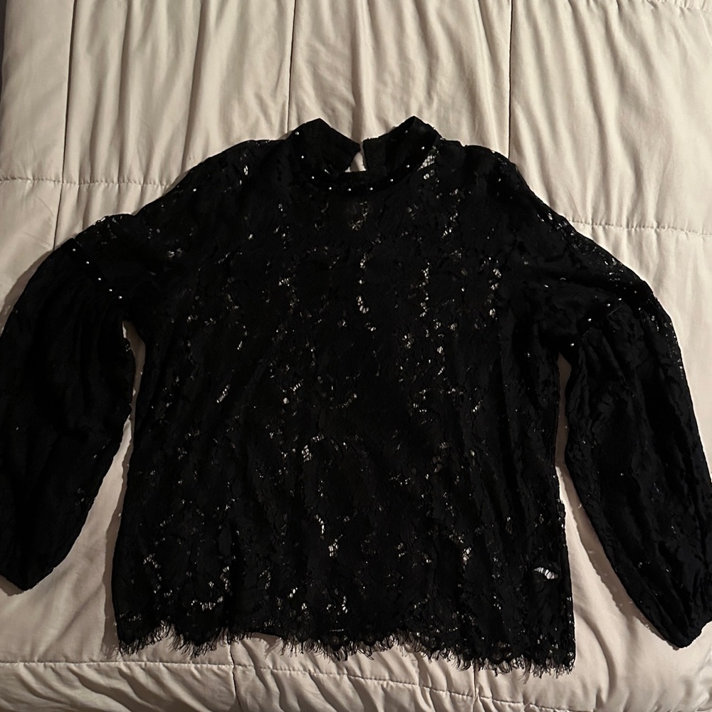 Chic Black Lace Women's Blouse